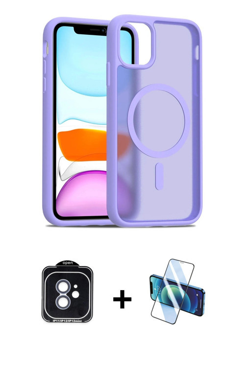 iPhone 11 Kılıf Siluet Minimal Prime - Siyah 3D Antistatik Seramik Nano Ekran Koruyucu + Mavi P