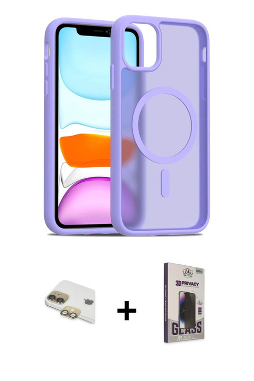 iPhone 11 Kılıf Siluet Minimal Prime - Siyah Bilvis Hayalet Cam Ekran Koruyucu + Gold Pers Alüm