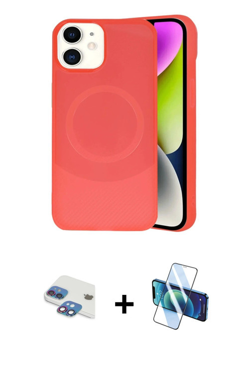 iPhone 11 Kılıf Ufuk Serisi - Siyah 3D Antistatik Cam Ekran Koruyucu + Gökkuşağı Pers Alüminyum