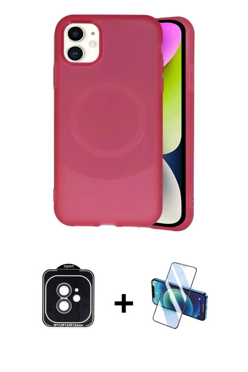 iPhone 11 Kılıf Ufuk Serisi - Siyah 3D Antistatik Cam Ekran Koruyucu + Siyah PVD Metal Kamera L