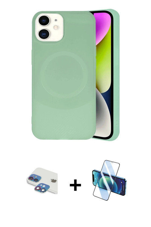 iPhone 11 Kılıf Ufuk Serisi - Siyah 3D Antistatik Cam Ekran Koruyucu + Gökkuşağı Pers Alüminyum