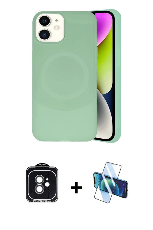 iPhone 11 Kılıf Ufuk Serisi - Siyah 3D Antistatik Cam Ekran Koruyucu + Siyah PVD Metal Kamera L