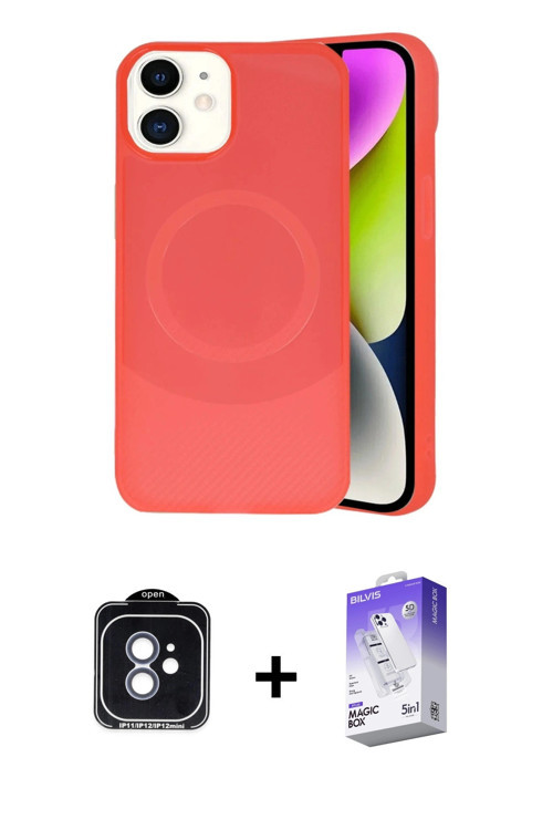 iPhone 11 Kılıf Ufuk Serisi - Siyah Bilvis 5in1 3D Magic Cam Ekran Koruyucu + Mavi PVD Metal Ka