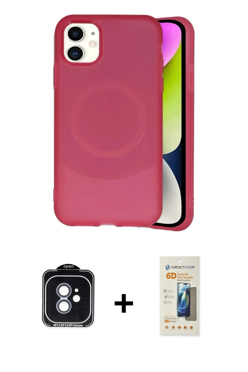 iPhone 11 Kılıf Ufuk Serisi - Siyah 6D Mat Seramik Hayalet Nano Ekran Koruyucu + Mavi PVD Metal