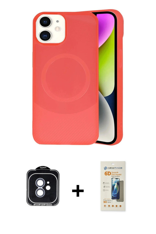 iPhone 11 Kılıf Ufuk Serisi - Siyah 6D Mat Seramik Hayalet Nano Ekran Koruyucu + Mavi PVD Metal