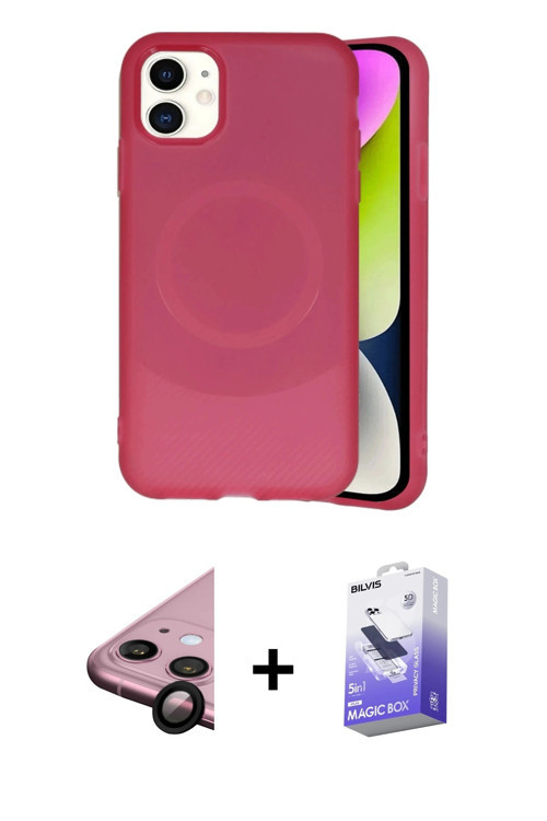 iPhone 11 Kılıf Ufuk Serisi - Siyah Bilvis 5in1 5D Magic Hayalet Cam Ekran Koruyucu + Siyah Raz