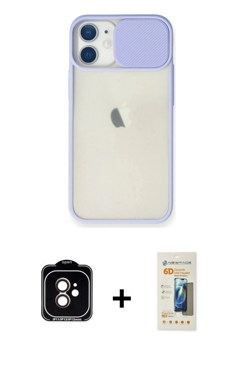 iPhone 11 Kılıf Vadi Çizgi - Siyah 6D Mat Seramik Hayalet Nano Ekran Koruyucu + Turuncu PVD Met