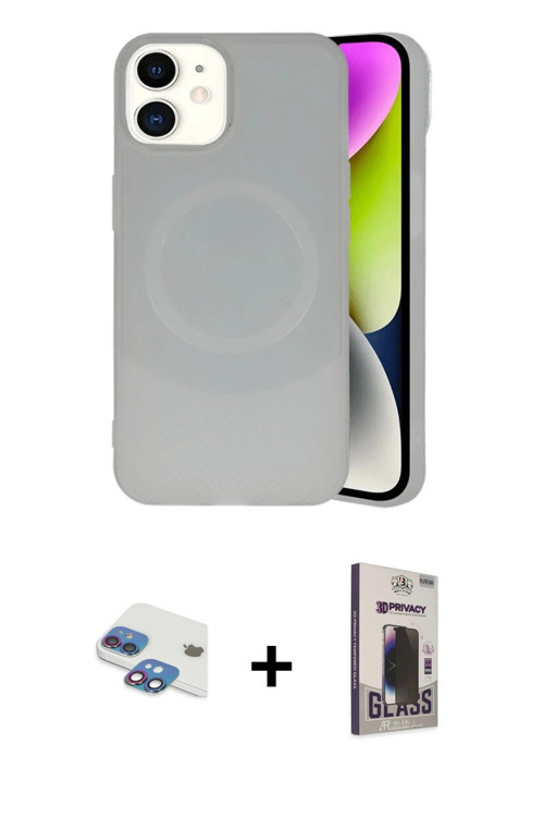 iPhone 11 Kılıf Ufuk Serisi - Siyah Bilvis Hayalet Cam Ekran Koruyucu + Gökkuşağı Pers Alüminyu