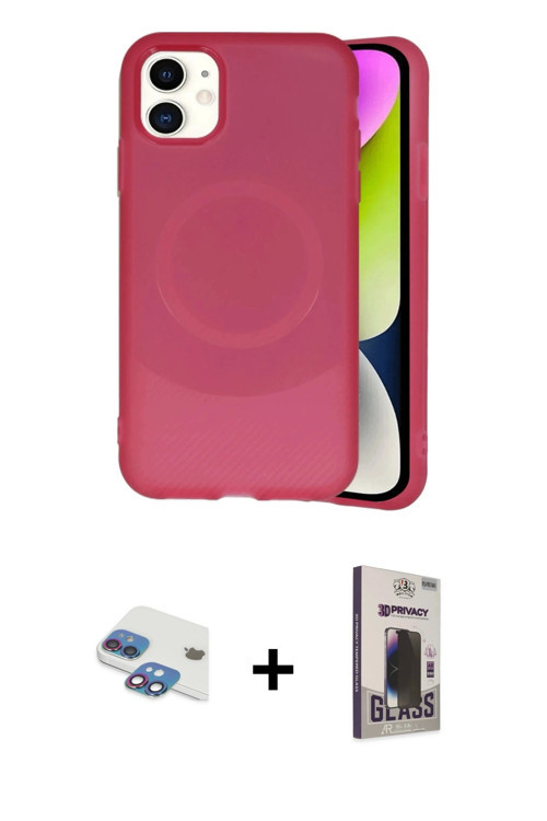 iPhone 11 Kılıf Ufuk Serisi - Siyah Bilvis Hayalet Cam Ekran Koruyucu + Gökkuşağı Pers Alüminyu