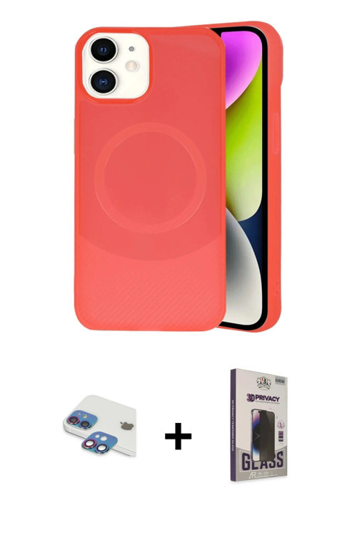 iPhone 11 Kılıf Ufuk Serisi - Siyah Bilvis Hayalet Cam Ekran Koruyucu + Gökkuşağı Pers Alüminyu