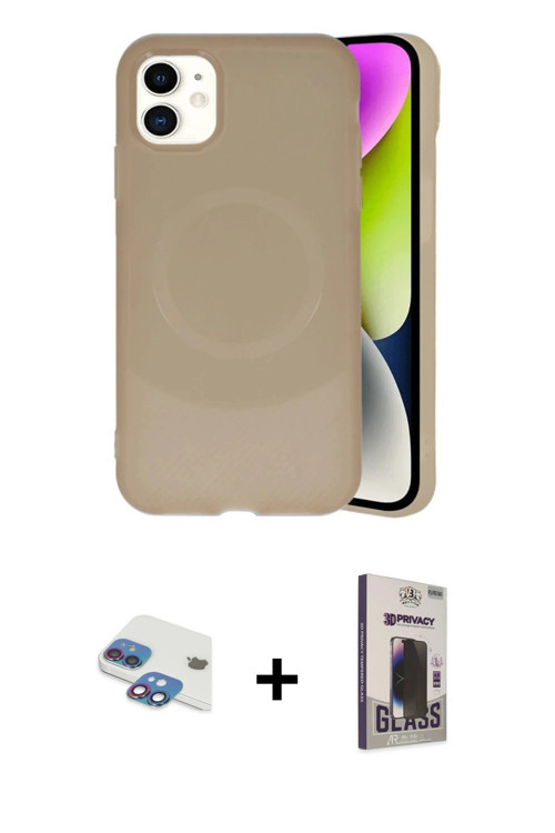 iPhone 11 Kılıf Ufuk Serisi - Siyah Bilvis Hayalet Cam Ekran Koruyucu + Gökkuşağı Pers Alüminyu