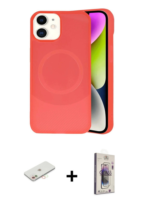iPhone 11 Kılıf Ufuk Serisi - Siyah Bilvis 3D Cam Ekran Koruyucu + Yeşil Renkli Kamera Lens Kor