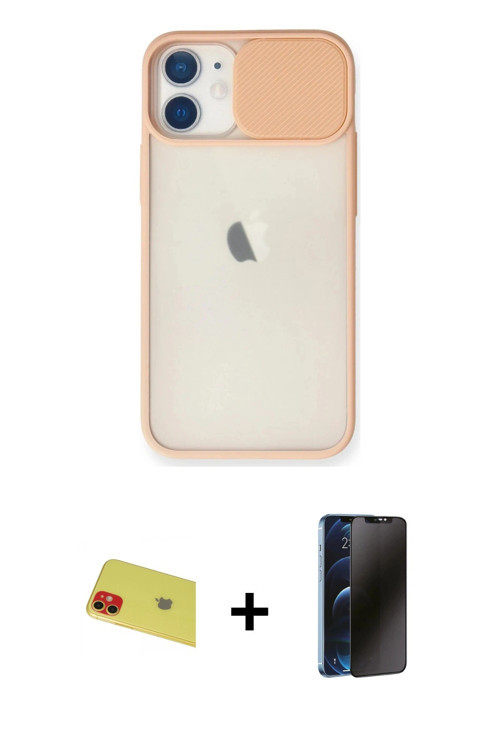 iPhone 11 Kılıf Vadi Çizgi - Siyah 3D Antistatik Hayalet Cam Ekran Koruyucu + Kırmızı Rainbow K