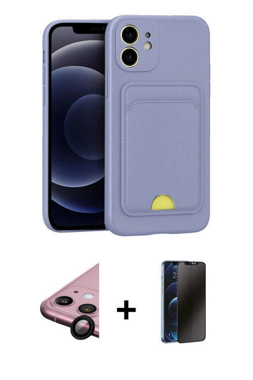 iPhone 11 Kılıf Vadi Çizgi Prime - Siyah 3D Antistatik Hayalet Cam Ekran Koruyucu + Siyah Raze