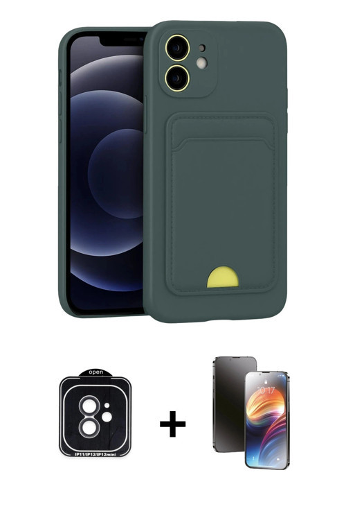 iPhone 11 Kılıf Vadi Çizgi Prime - Siyah 3D Antistatik Mat Seramik Nano Ekran Koruyucu + Siyah