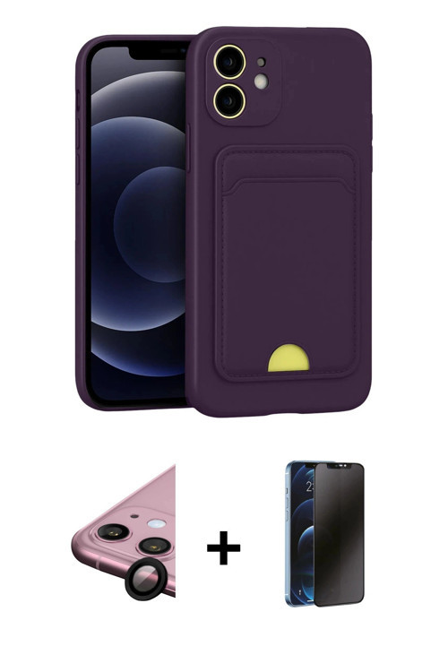 iPhone 11 Kılıf Vadi Çizgi Prime - Siyah 3D Antistatik Hayalet Cam Ekran Koruyucu + Siyah Raze