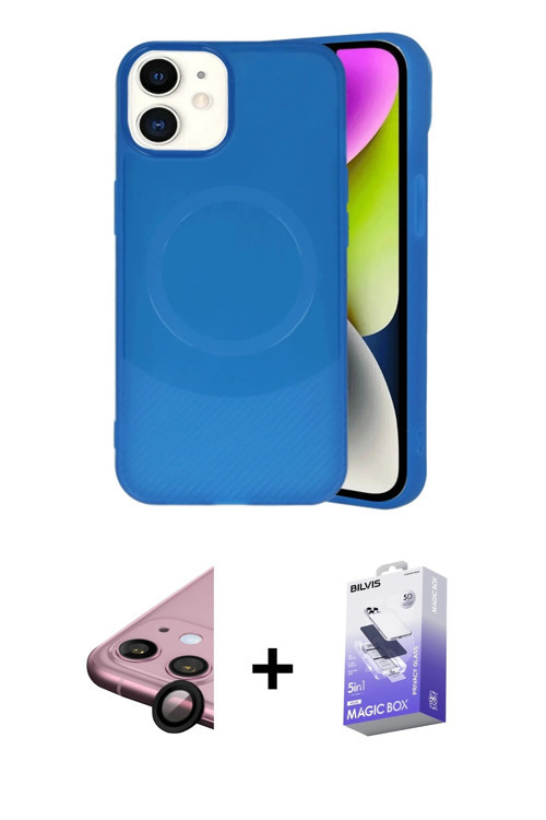 iPhone 11 Kılıf Ufuk Serisi - Siyah Bilvis 5in1 5D Magic Hayalet Cam Ekran Koruyucu + Siyah Raz