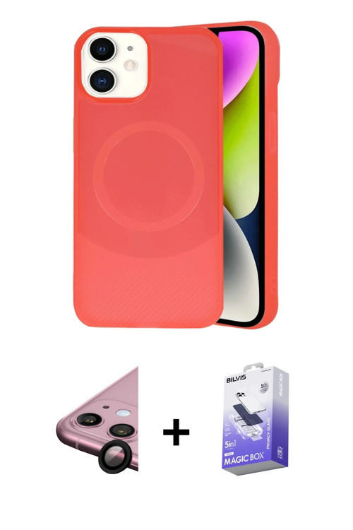 iPhone 11 Kılıf Ufuk Serisi - Siyah Bilvis 5in1 5D Magic Hayalet Cam Ekran Koruyucu + Siyah Raz