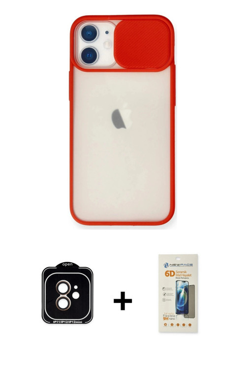 iPhone 11 Kılıf Vadi Çizgi - Siyah 6D Mat Seramik Hayalet Nano Ekran Koruyucu + Turuncu PVD Met
