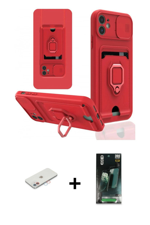 iPhone 11 Kılıf Vadi Form Prime - Siyah 360 Mat Full Body Arka Koruyucu + Pembe Renkli Kamera L