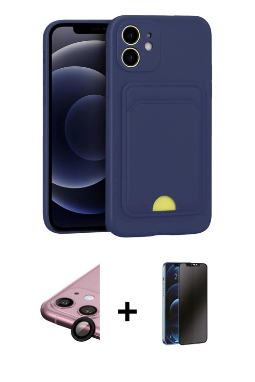 iPhone 11 Kılıf Vadi Çizgi Prime - Siyah 3D Antistatik Hayalet Cam Ekran Koruyucu + Siyah Raze