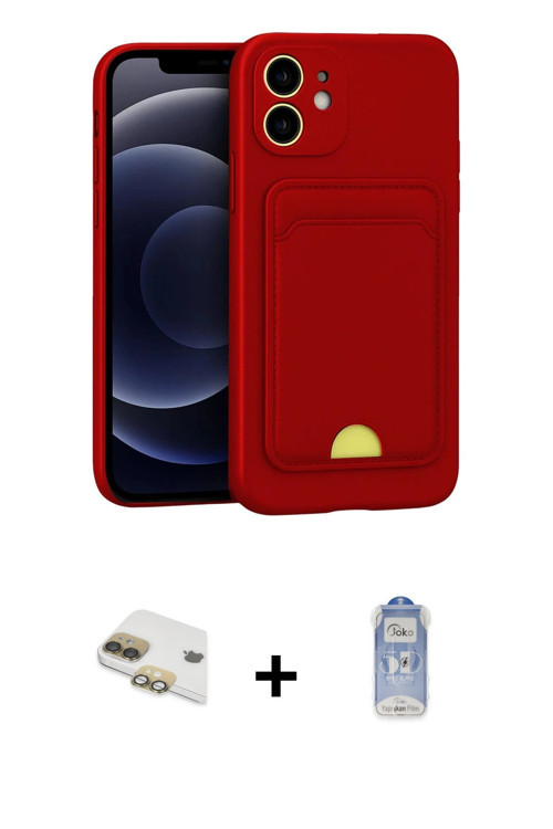 iPhone 11 Kılıf Vadi Çizgi Prime - Siyah Joko Magic 5D Cam + Gold Pers Alüminyum Kamera Lens