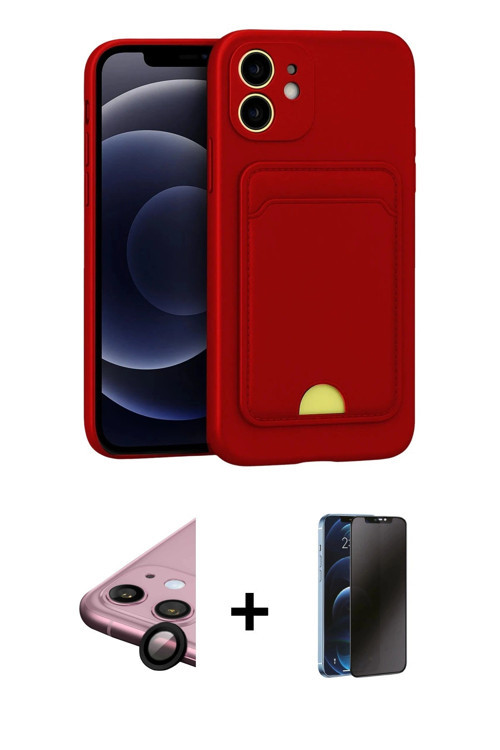 iPhone 11 Kılıf Vadi Çizgi Prime - Siyah 3D Antistatik Hayalet Cam Ekran Koruyucu + Siyah Raze