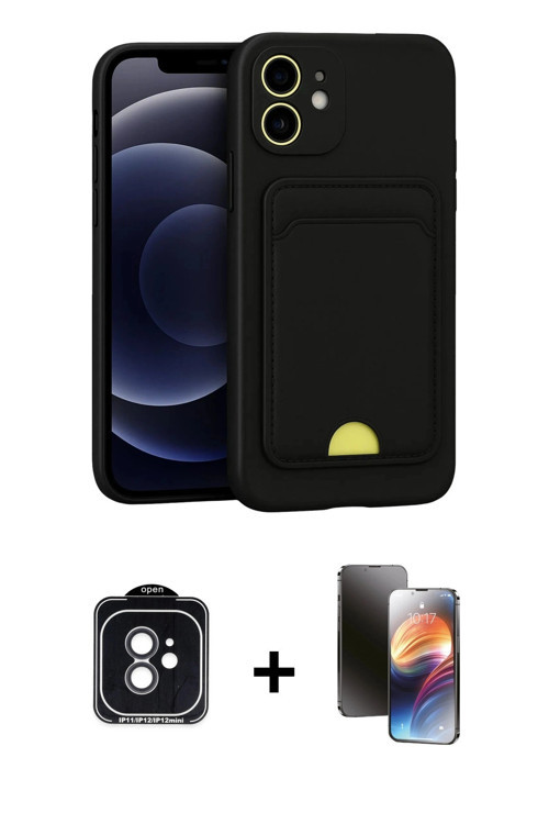 iPhone 11 Kılıf Vadi Çizgi Prime - Siyah 3D Antistatik Mat Seramik Nano Ekran Koruyucu + Siyah