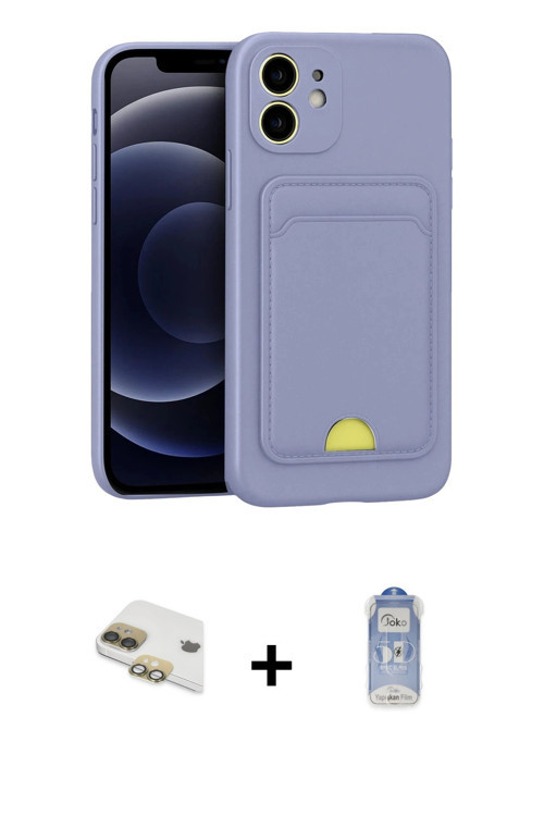 iPhone 11 Kılıf Vadi Çizgi Prime - Siyah Joko Magic 5D Cam + Gold Pers Alüminyum Kamera Lens