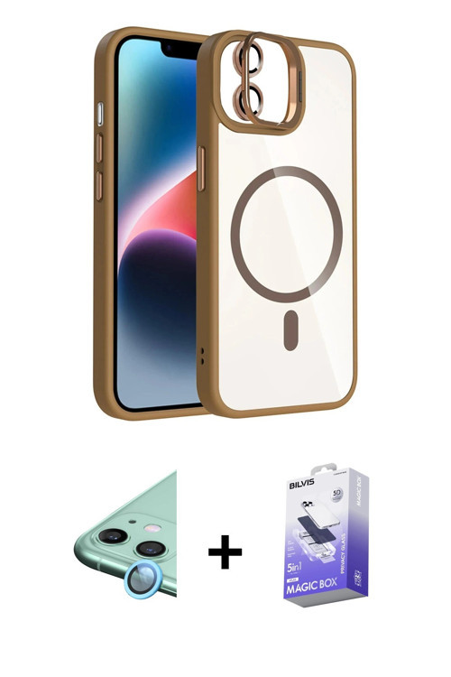 iPhone 11 Kılıf Yadigar Asil Koleksiyonu - Siyah Bilvis 5in1 5D Magic Hayalet Cam Ekran Koruyuc