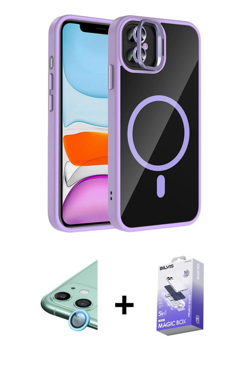 iPhone 11 Kılıf Yadigar Asil Koleksiyonu - Siyah Bilvis 5in1 5D Magic Hayalet Cam Ekran Koruyuc