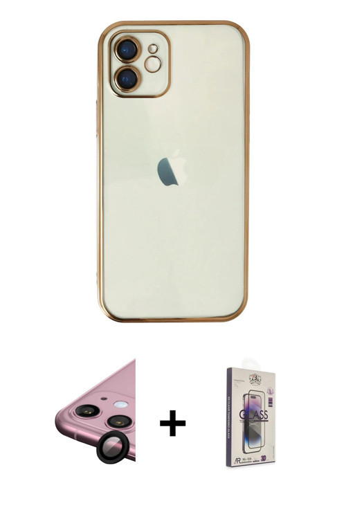 iPhone 11 Kılıf Vadi Minimal - Siyah Bilvis 3D Cam Ekran Koruyucu + Siyah Raze Metal Kamera Len
