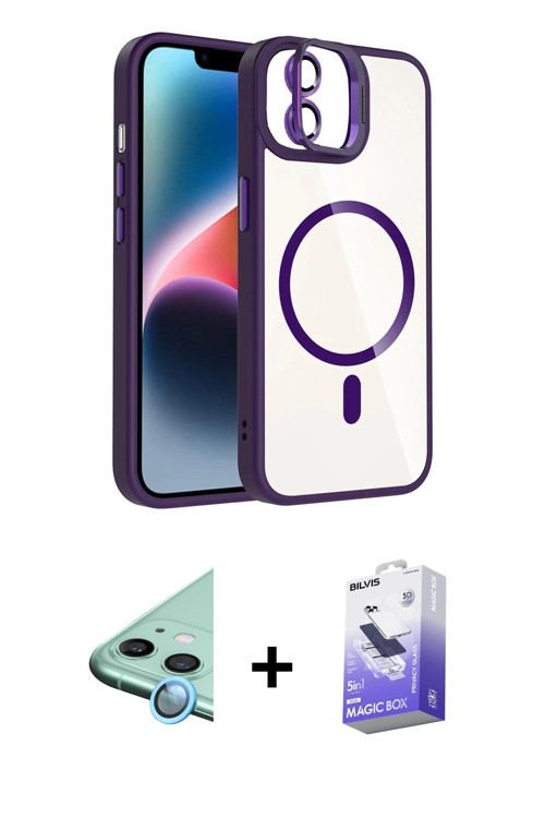 iPhone 11 Kılıf Yadigar Asil Koleksiyonu - Siyah Bilvis 5in1 5D Magic Hayalet Cam Ekran Koruyuc