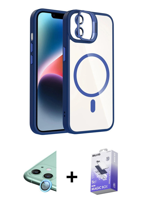 iPhone 11 Kılıf Yadigar Asil Koleksiyonu - Siyah Bilvis 5in1 5D Magic Hayalet Cam Ekran Koruyuc