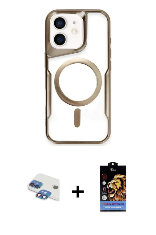 iPhone 11 Kılıf Yadigar Klasik Özel Seri - Siyah Buffer Hayalet Cam Ekran Koruyucu + Gökkuşağı