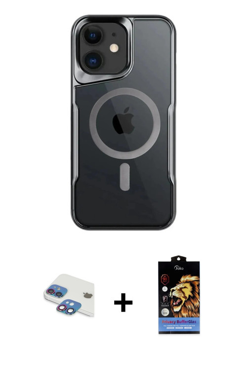 iPhone 11 Kılıf Yadigar Klasik Özel Seri - Siyah Buffer Hayalet Cam Ekran Koruyucu + Gökkuşağı