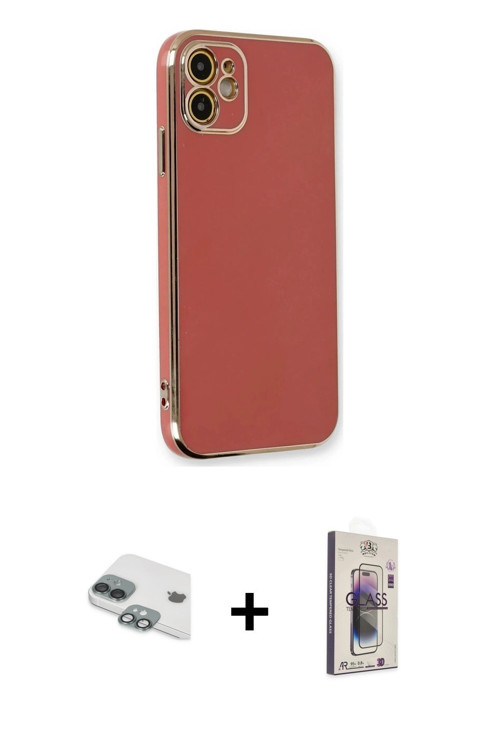 ieg™ iPhone 11 Kılıf Yankı Serisi - Siyah Bilvis 3D Cam Ekran Koruyucu + Yeşil Pers Alüminyum Kamera