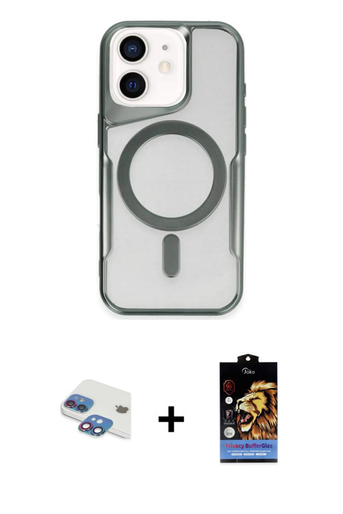 iPhone 11 Kılıf Yadigar Klasik Özel Seri - Siyah Buffer Hayalet Cam Ekran Koruyucu + Gökkuşağı
