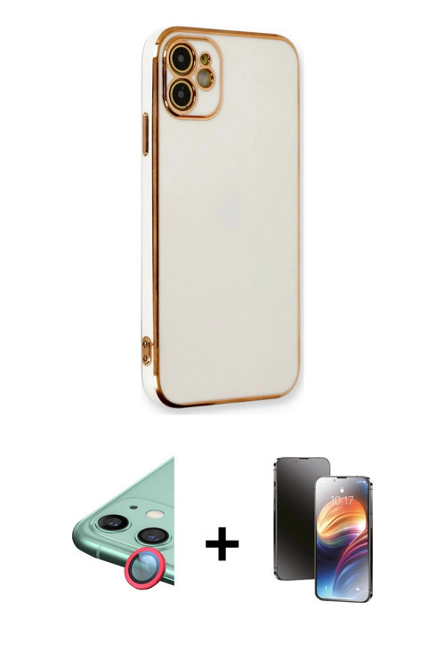 ieg™ iPhone 11 Kılıf Yankı Serisi - Siyah 3D Antistatik Mat Seramik Nano Ekran Koruyucu + Kırmızı Ra