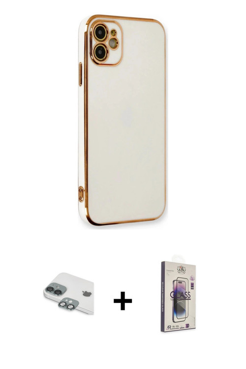 ieg™ iPhone 11 Kılıf Yankı Serisi - Siyah Bilvis 3D Cam Ekran Koruyucu + Yeşil Pers Alüminyum Kamera