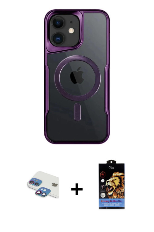 iPhone 11 Kılıf Yadigar Klasik Özel Seri - Siyah Buffer Hayalet Cam Ekran Koruyucu + Gökkuşağı