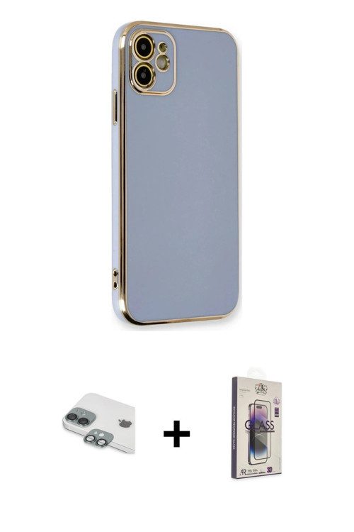 ieg™ iPhone 11 Kılıf Yankı Serisi - Siyah Bilvis 3D Cam Ekran Koruyucu + Yeşil Pers Alüminyum Kamera