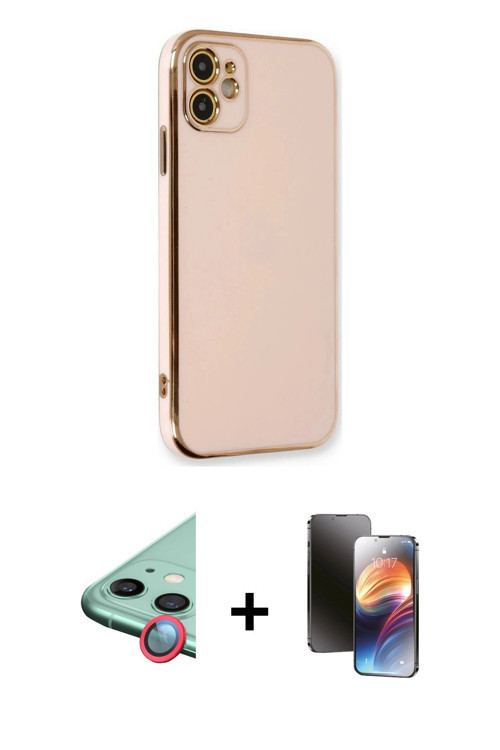 ieg™ iPhone 11 Kılıf Yankı Serisi - Siyah 3D Antistatik Mat Seramik Nano Ekran Koruyucu + Kırmızı Ra