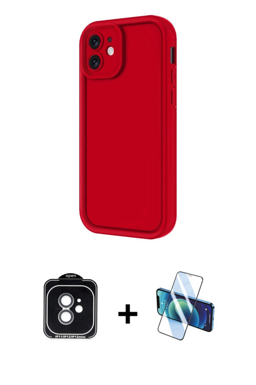 iPhone 11 Kılıf Yankı Yansıma Özel Seri - Siyah 3D Antistatik Cam Ekran Koruyucu + Yeşil PVD Me