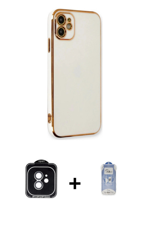 iPhone 11 Kılıf Yankı Serisi - Siyah Joko Magic 5D Cam + Yeşil PVD Metal Kamera Lens
