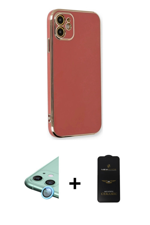 ieg™ iPhone 11 Kılıf Yankı Serisi - Siyah 6D Antistatik Mat Seramik Hayalet Nano Ekran Koruyucu + Ma