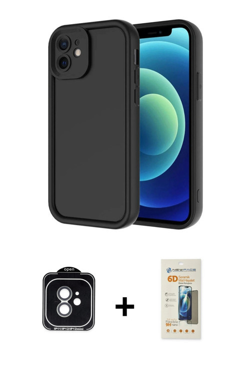 iPhone 11 Kılıf Yankı Yansıma Özel Seri - Siyah 6D Mat Seramik Hayalet Nano Ekran Koruyucu + Ye