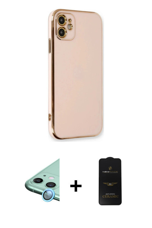 ieg™ iPhone 11 Kılıf Yankı Serisi - Siyah 6D Antistatik Mat Seramik Hayalet Nano Ekran Koruyucu + Ma
