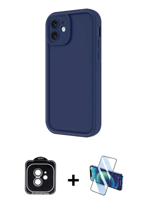 iPhone 11 Kılıf Yankı Yansıma Özel Seri - Siyah 3D Antistatik Cam Ekran Koruyucu + Yeşil PVD Me