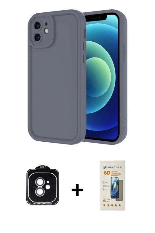 iPhone 11 Kılıf Yankı Yansıma Özel Seri - Siyah 6D Mat Seramik Hayalet Nano Ekran Koruyucu + Ye